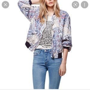 Free People Floral Bomber Jacket